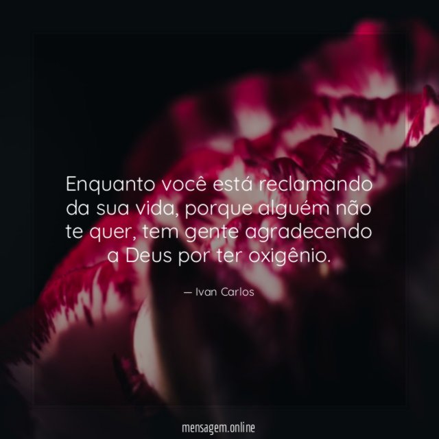 Enquanto você está reclamando da sua vida