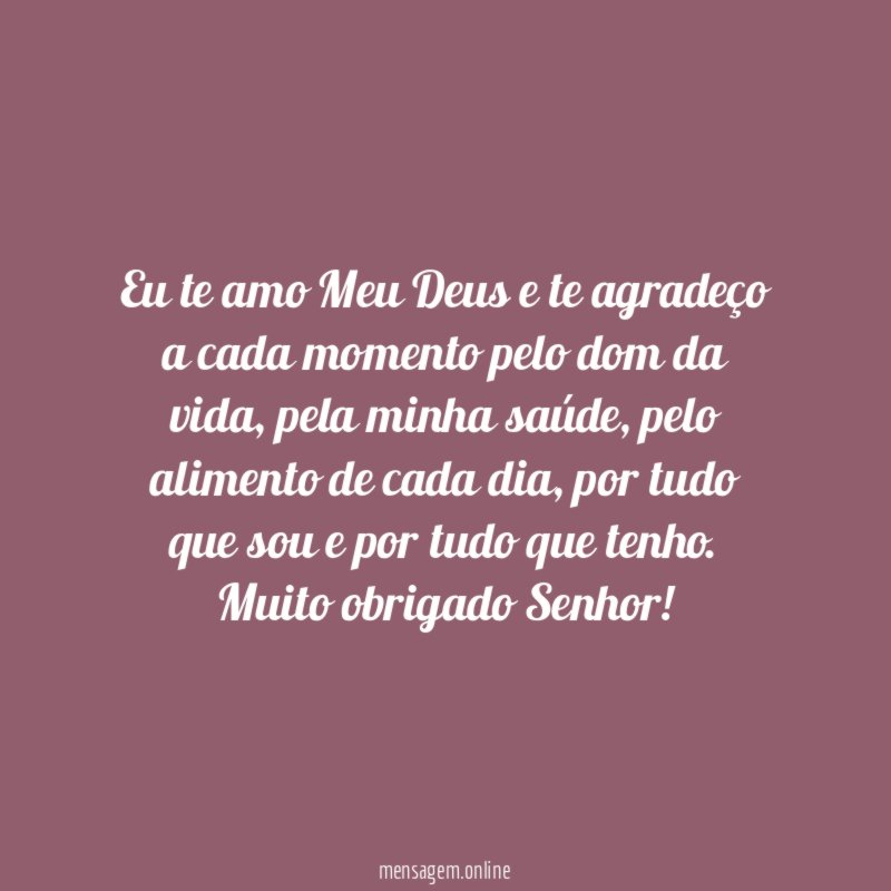 Eu te amo Meu Deus e te agradeço