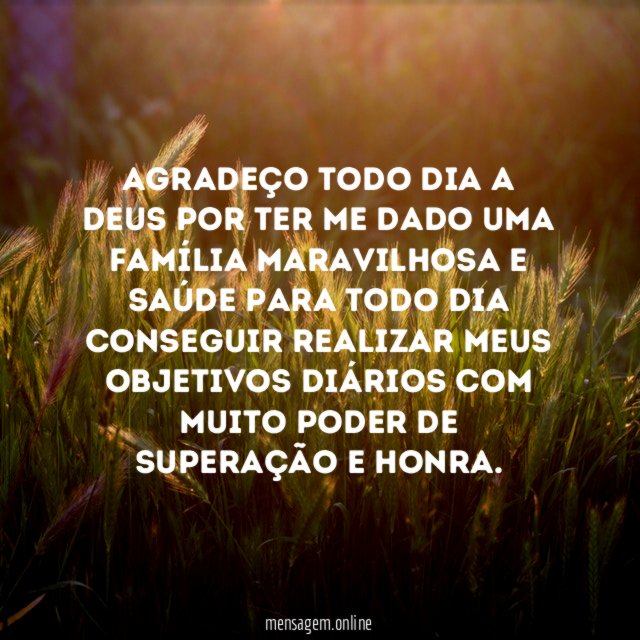 Agradeço todo dia a Deus por ter me