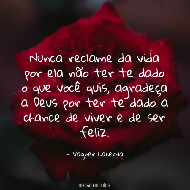 Nunca reclame da vida por ela não ter