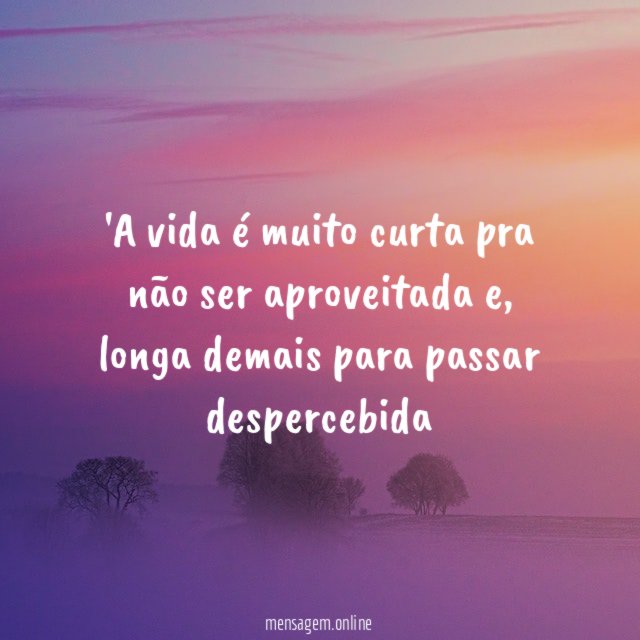 A vida é muito curta pra não ser aproveitada