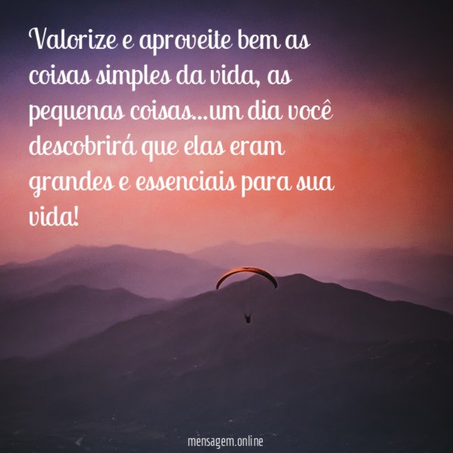 Valorize e aproveite bem as coisas simples da vida