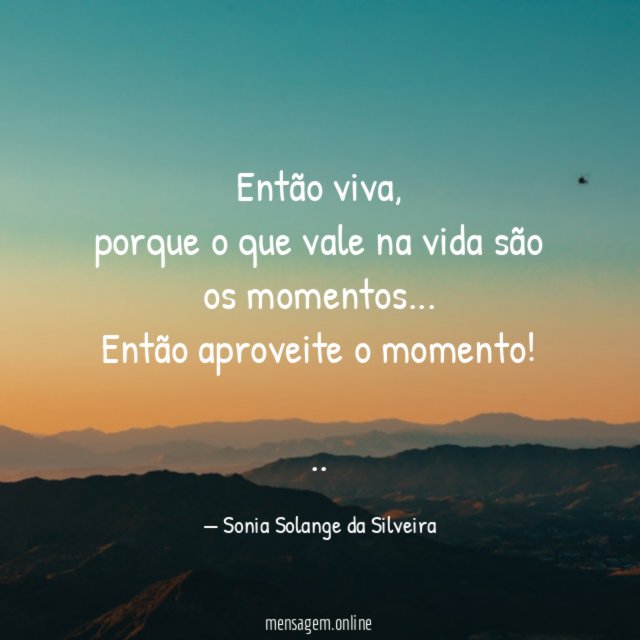 Então viva,
porque o que vale na vida são os momentos…
Então aproveite o momento!