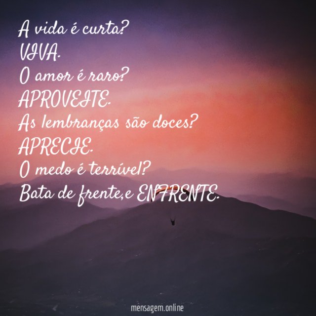 A vida é curta