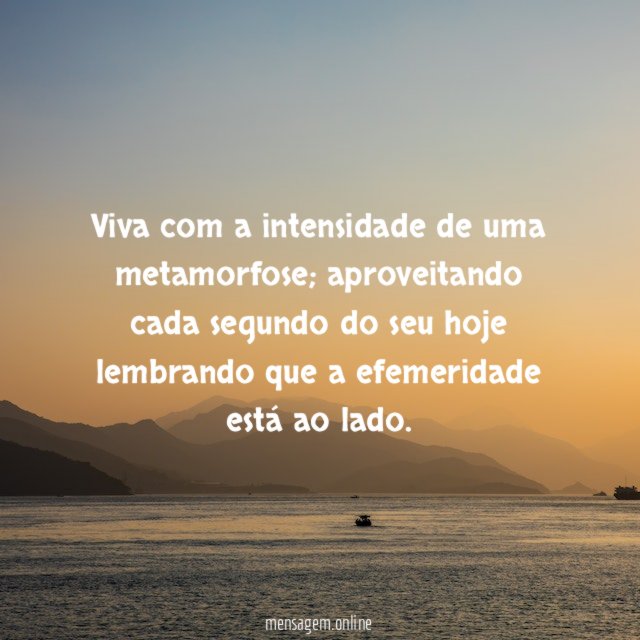 Viva com a intensidade de uma metamorfose