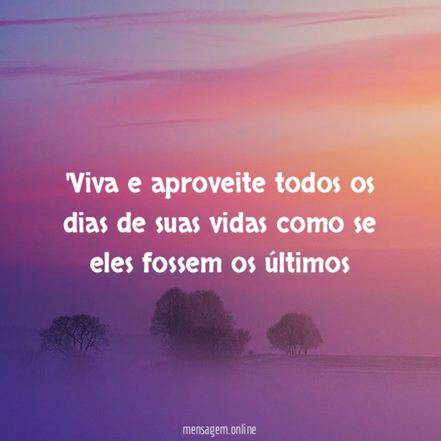 Viva e aproveite todos os dias de suas