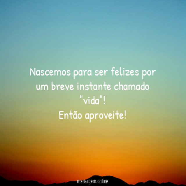 Nascemos para ser felizes por um breve instante chamado "vida"