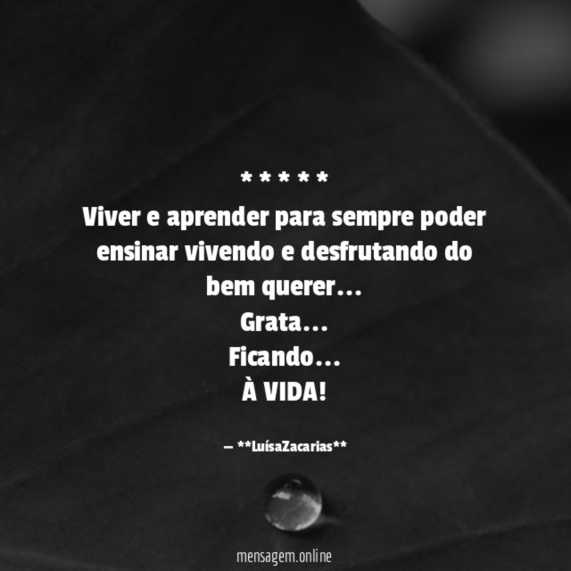 * * * * * Viver e aprender para