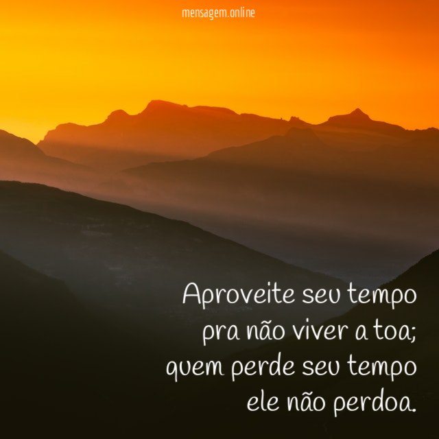 Aproveite seu tempo pra não viver a toa