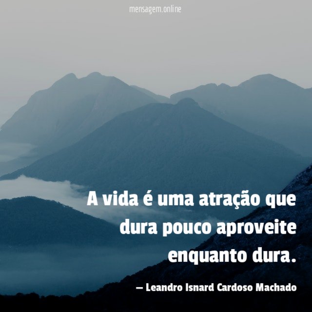 A vida é uma atração que dura pouco aproveite enquanto dura