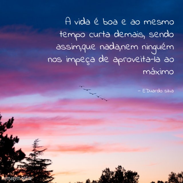 A vida é boa e ao mesmo tempo curta demais