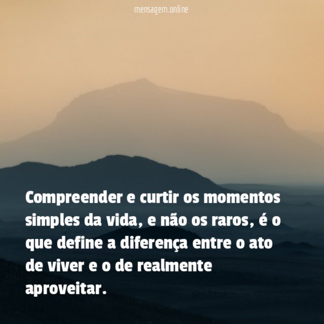Compreender e curtir os momentos simples da vida