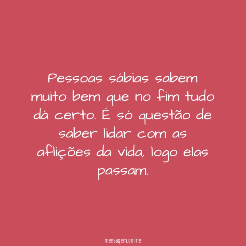 No fim tudo se resolve 