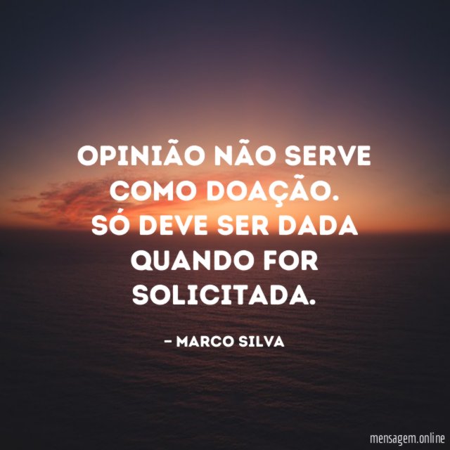 OPINIÃO NÃO SERVE COMO DOAÇÃO