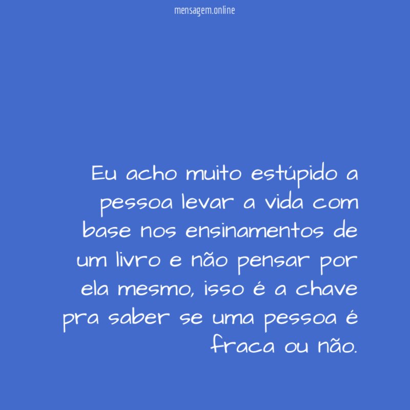 Eu acho muito estúpido a pessoa levar a