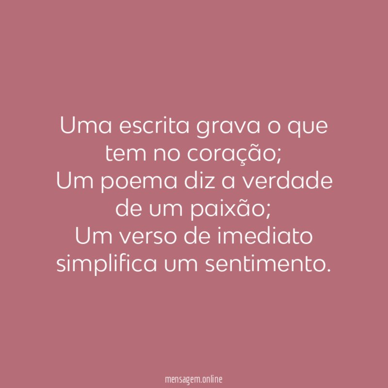 Uma escrita grava o que tem no coração
