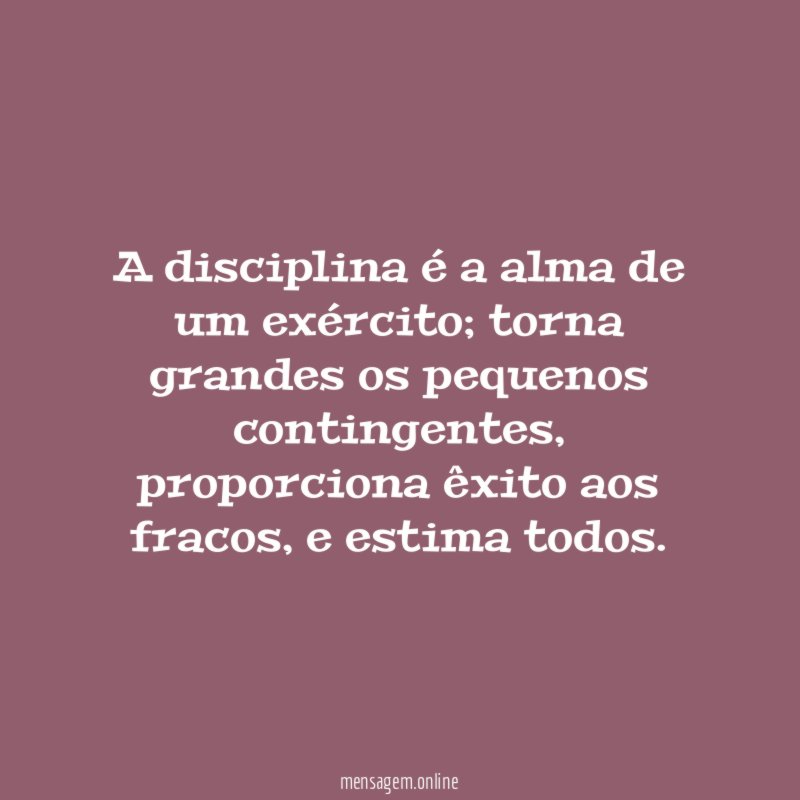 A disciplina é a alma de um exército