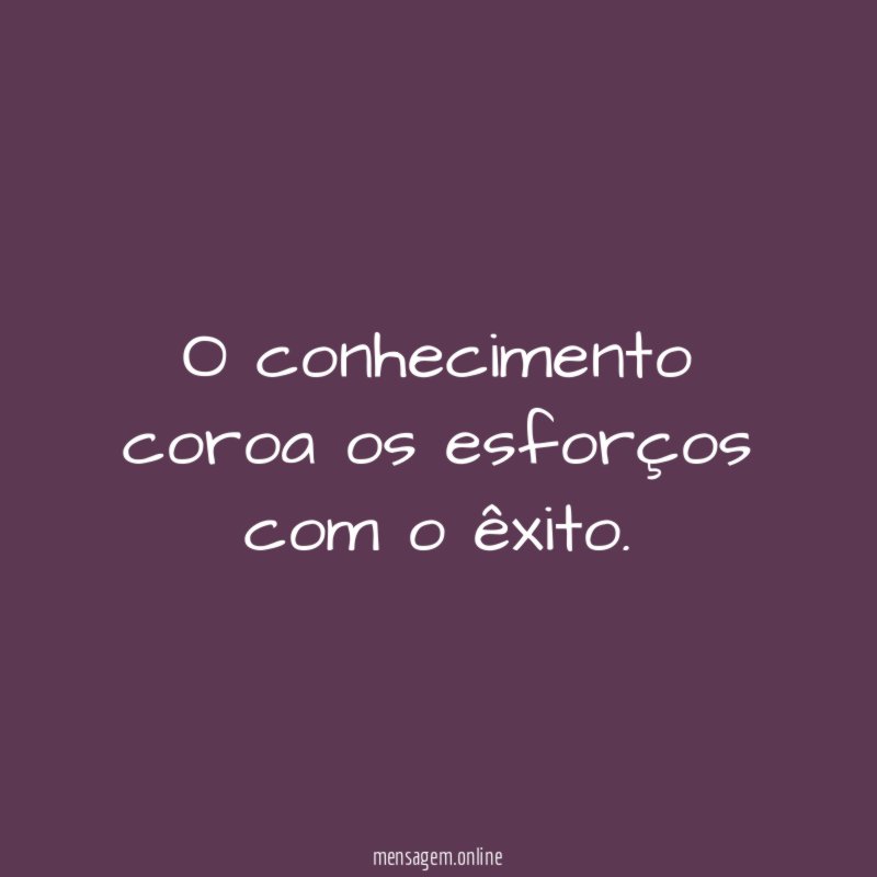 O conhecimento coroa os esforços com o êxito