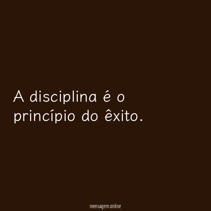 A disciplina é o princípio do êxito