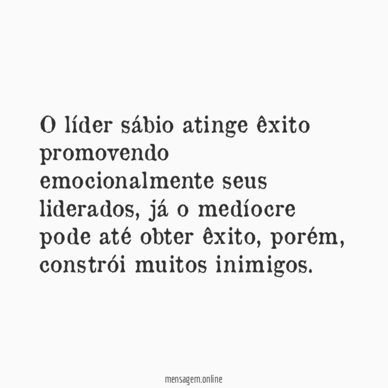 O líder sábio atinge êxito promovendo emocionalmente seus liderados
