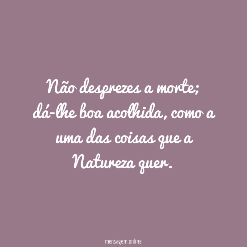 Não desprezes a morte