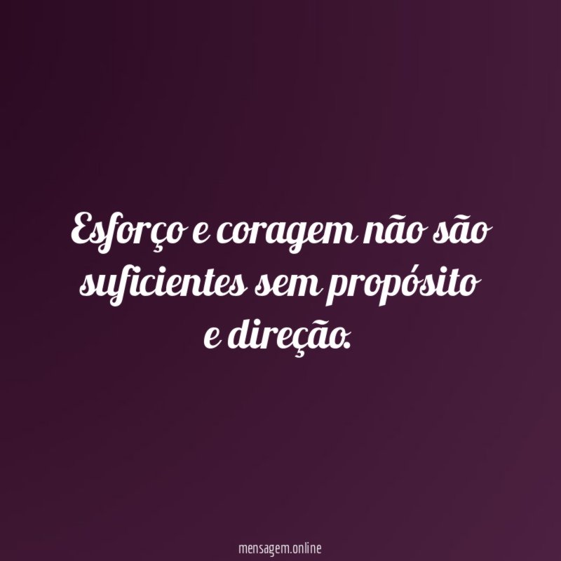 Esforço e coragem não são suficientes sem propósito