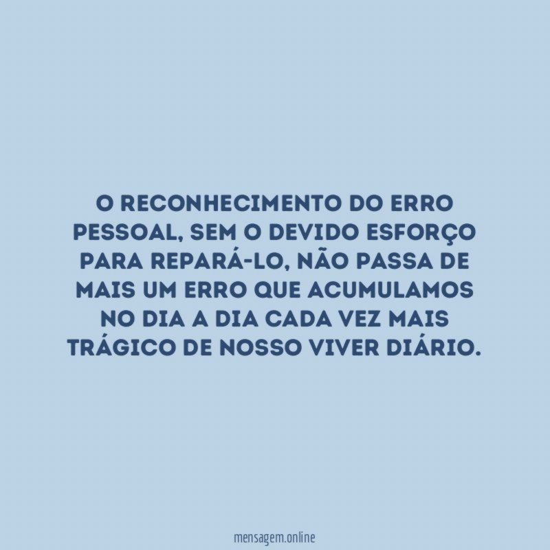 O reconhecimento do erro pessoal