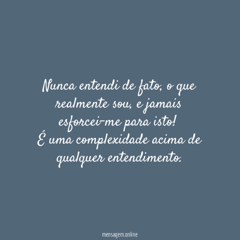 Nunca entendi de fato
