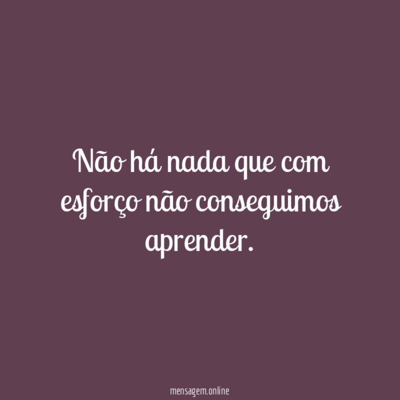 Não há nada que com esforço não conseguimos aprender