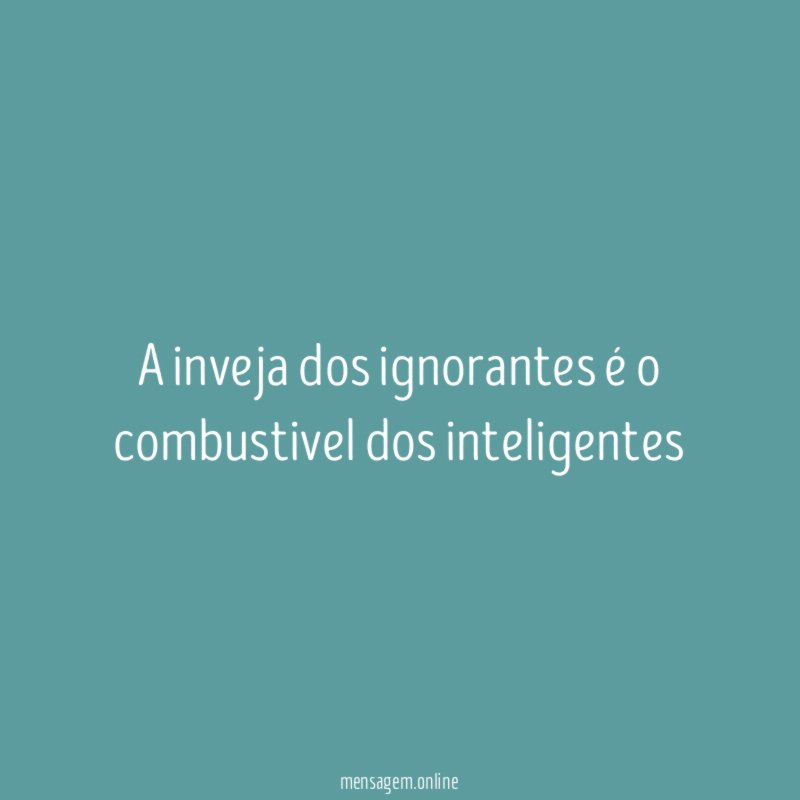 A inveja dos ignorantes é o combustivel dos inteligentes