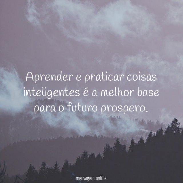 Aprender e praticar coisas inteligentes é a melhor base para o futuro prospero