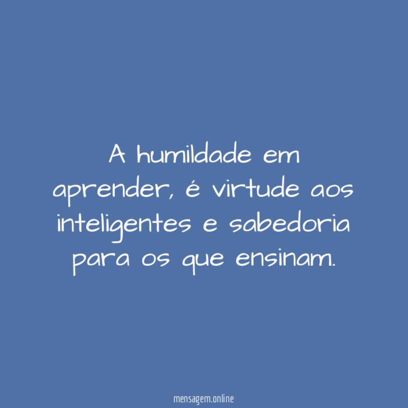 A humildade em aprender