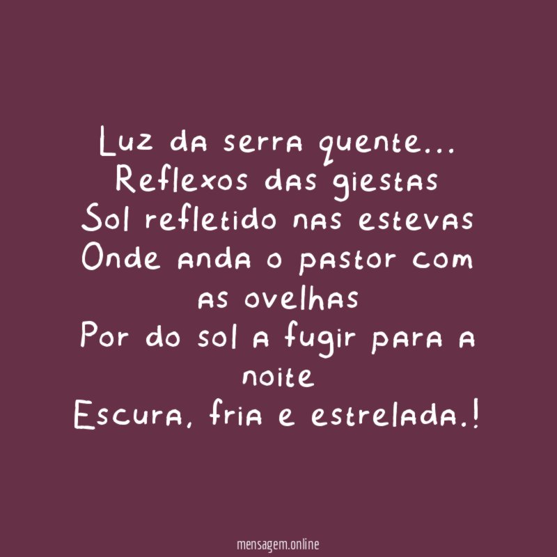 Luz da serra quente