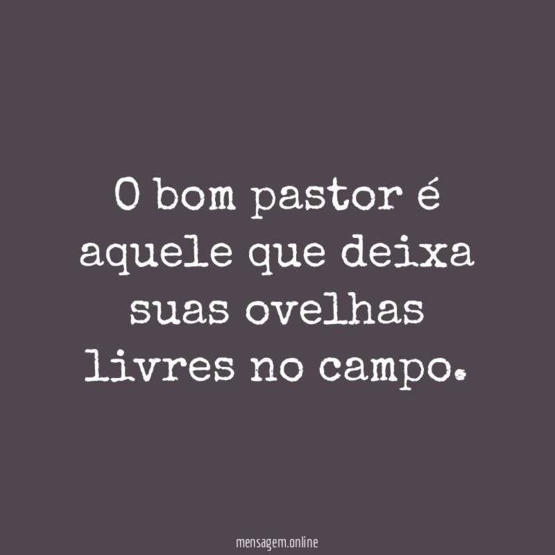 O bom pastor é aquele que deixa suas ovelhas livres no campo