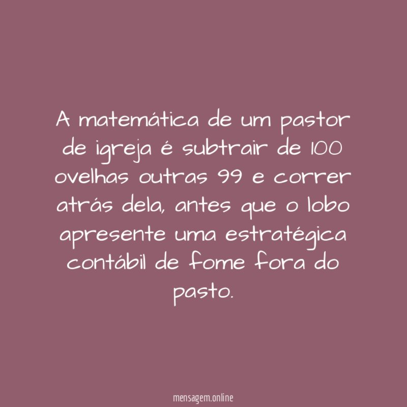 A matemática de um pastor de igreja é