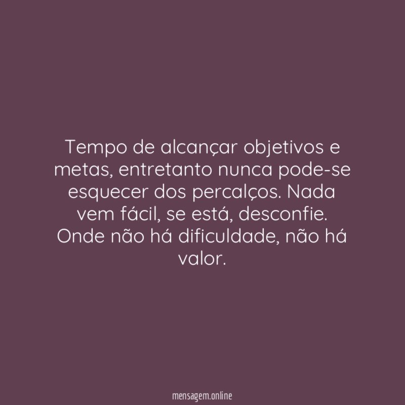Tempo de alcançar objetivos e metas