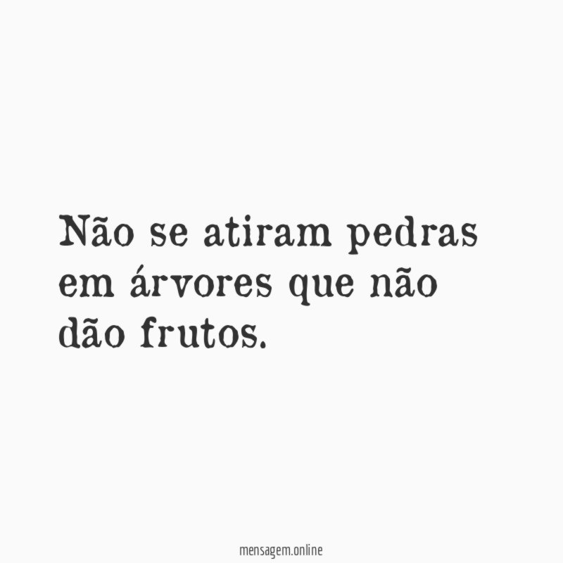 Não se atiram pedras em árvores que não