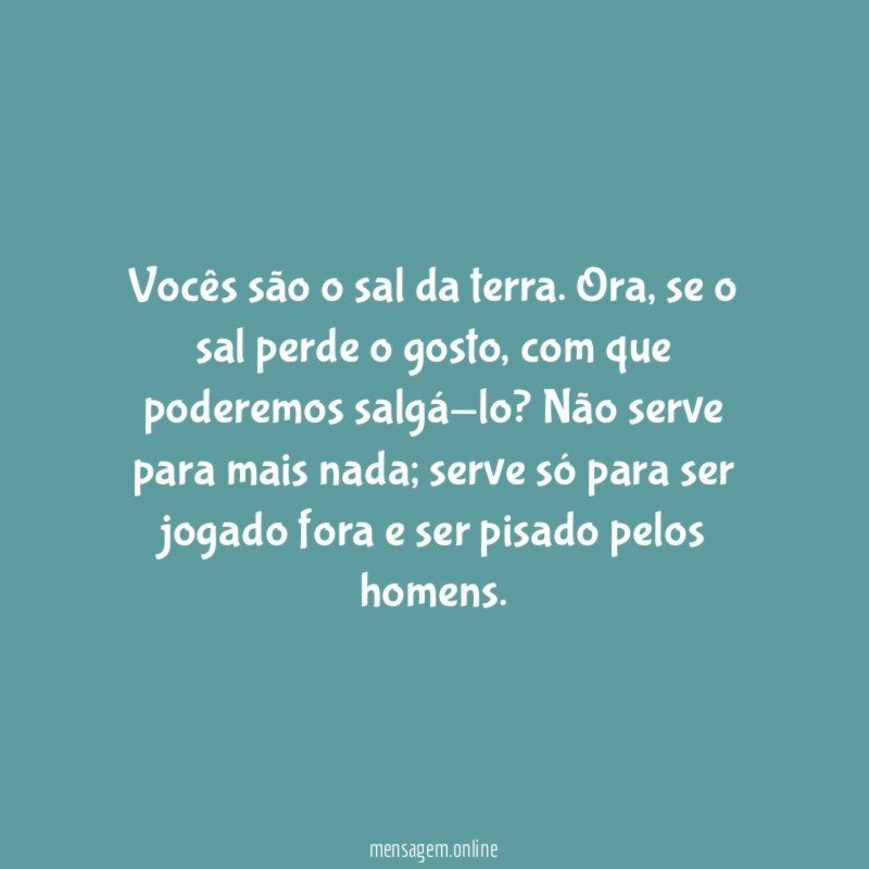 Vocês são o sal da terra