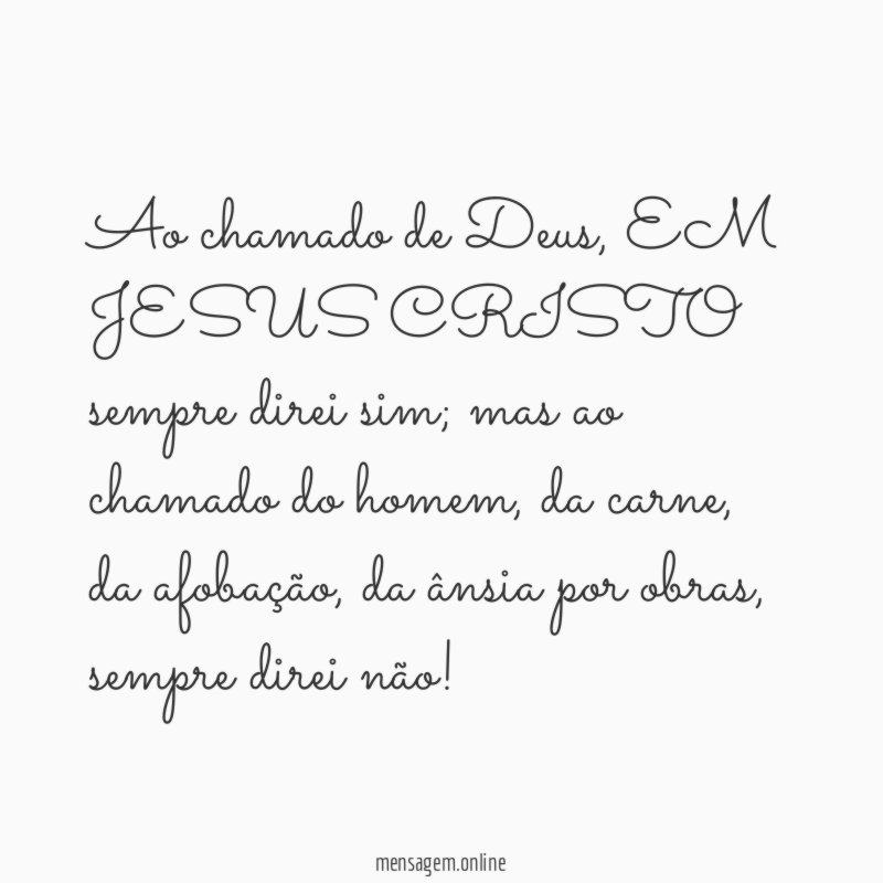 Ao chamado de Deus