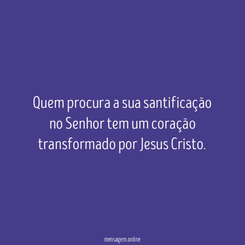 Quem procura a sua santificação no Senhor tem