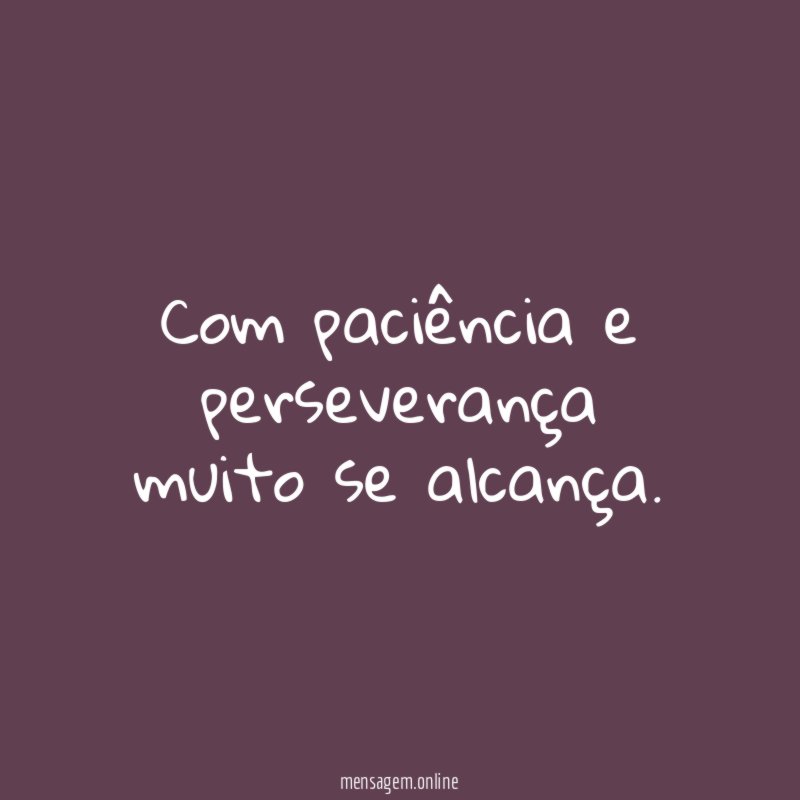 Com paciência e perseverança muito se alcança