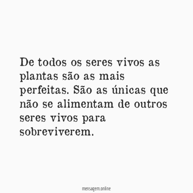 De todos os seres vivos as plantas são as mais perfeitas