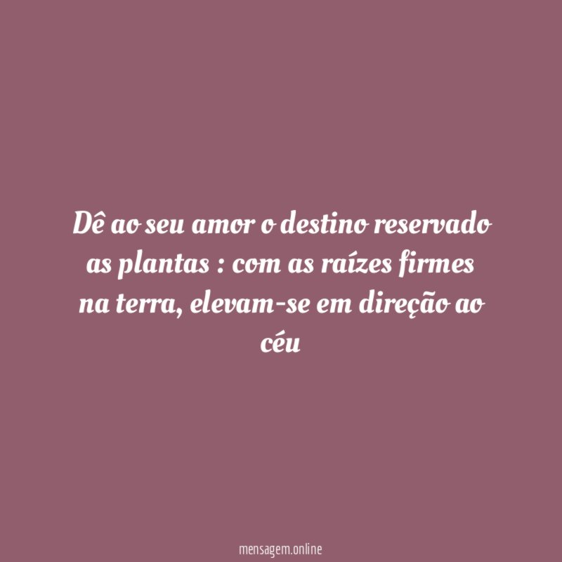 Dê ao seu amor o destino reservado as plantas