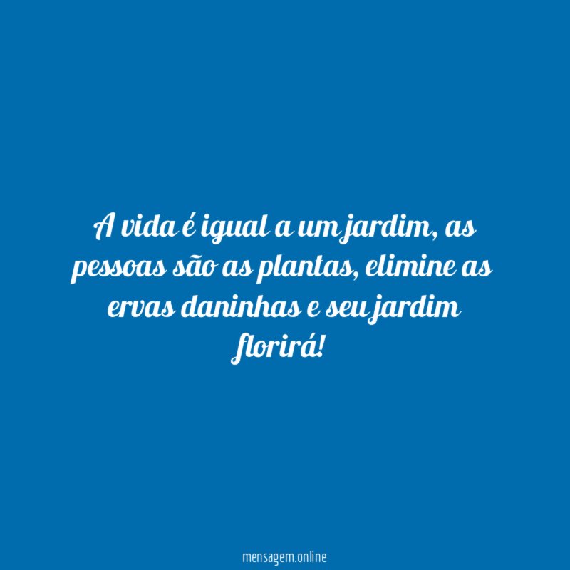 A vida é igual a um jardim