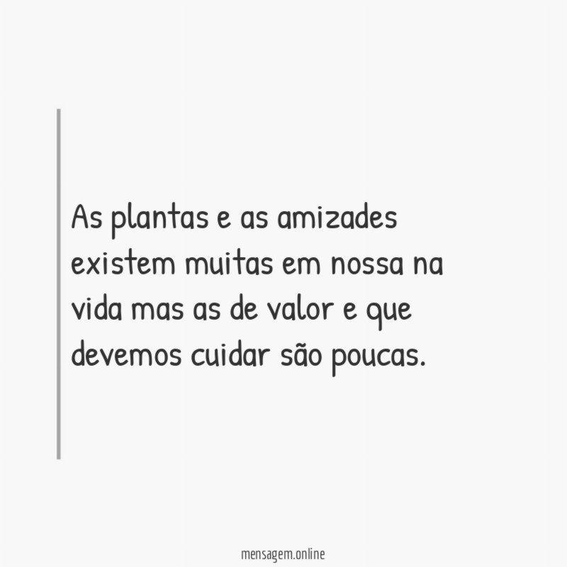 As plantas e as amizades existem muitas