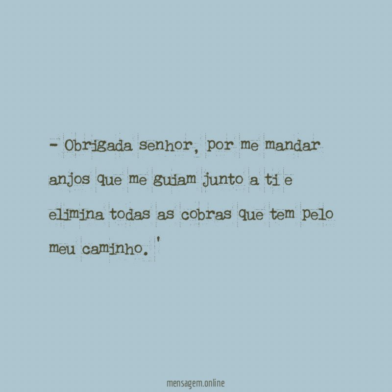 Obrigada senhor