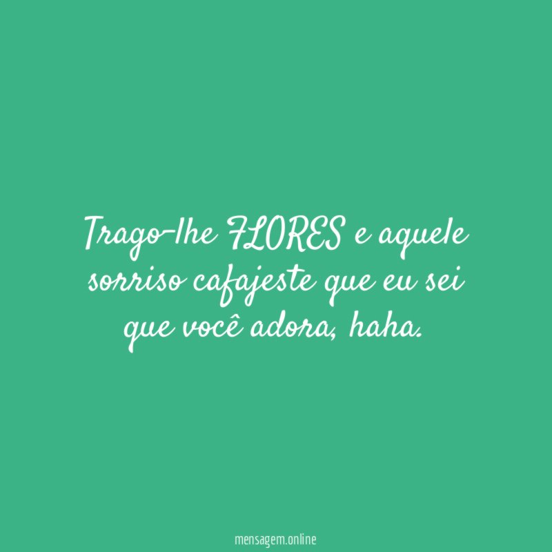 Trago-lhe FLORES e aquele sorriso cafajeste que eu sei que você adora