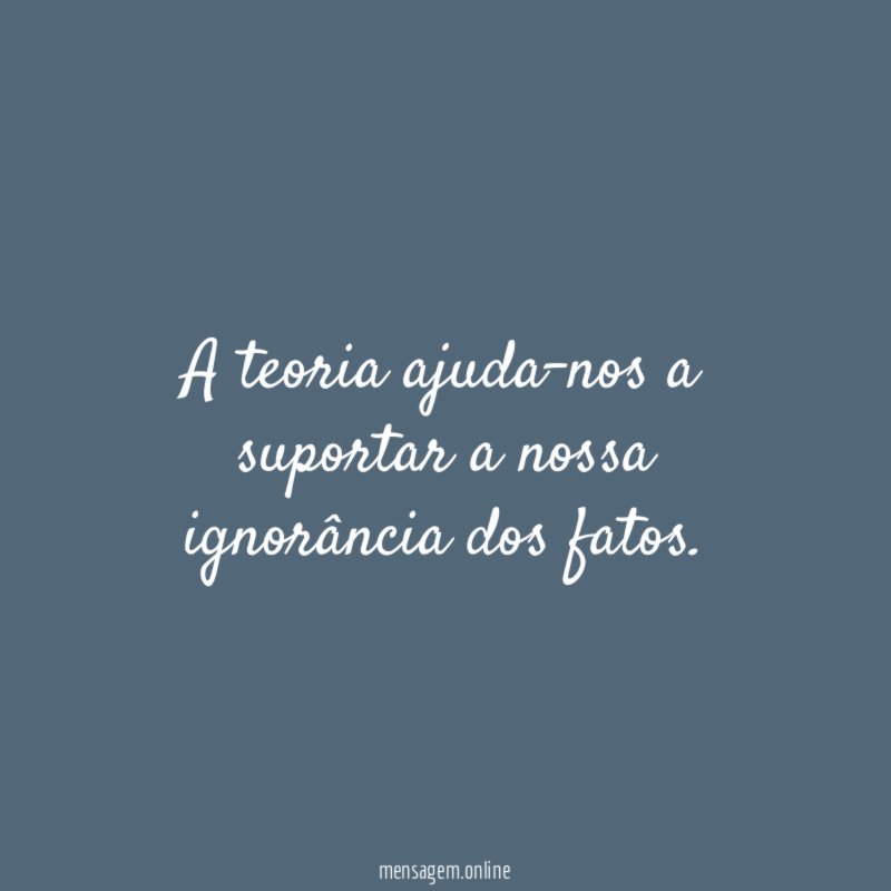 A teoria ajuda-nos a suportar a nossa ignorância dos fatos