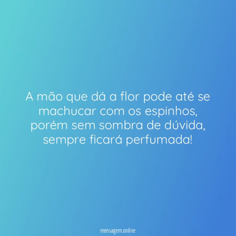 A mão que dá a flor pode até