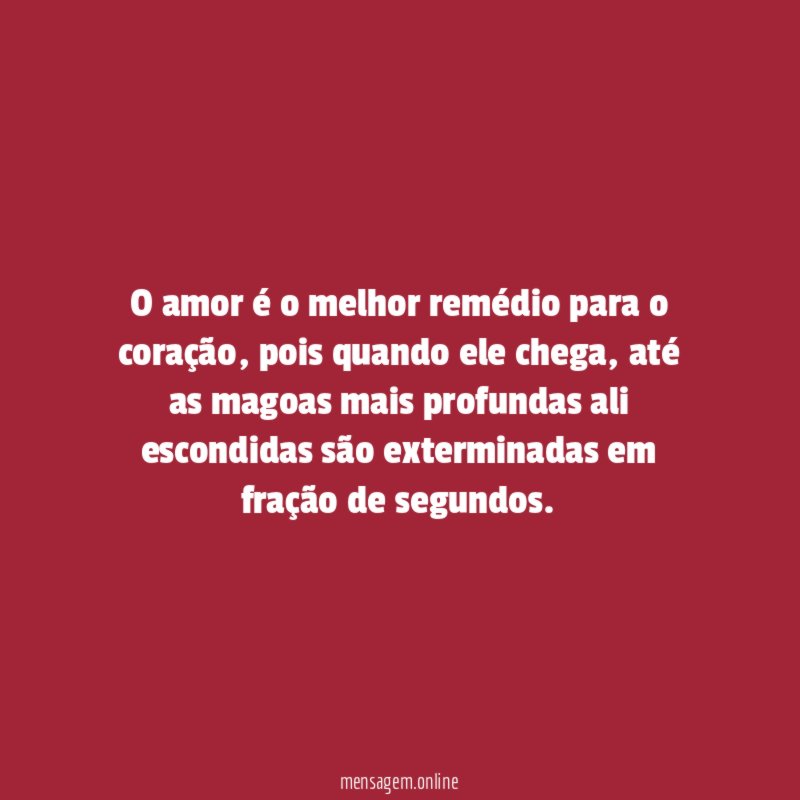O remédio é o amor